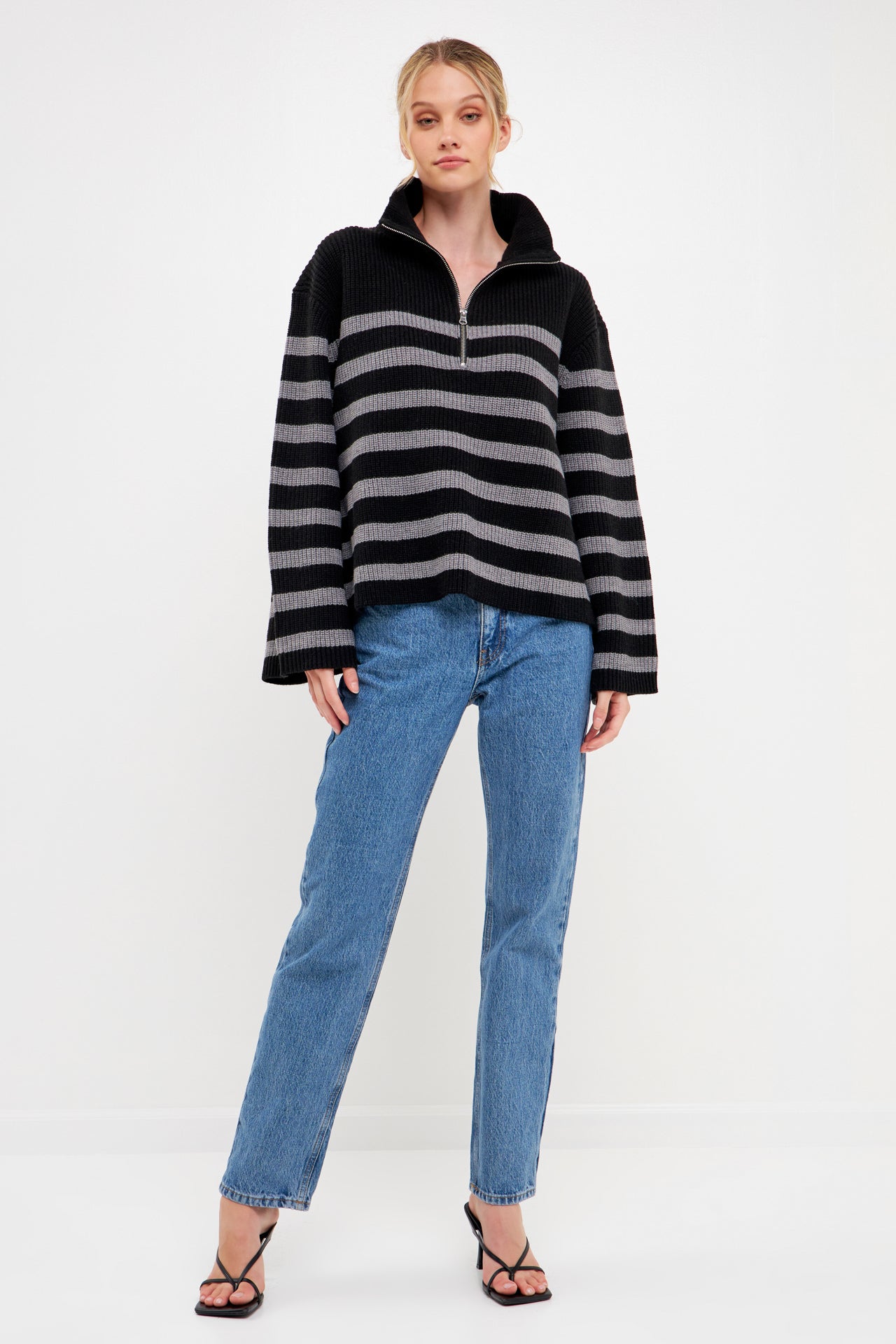 Striped Half-Zip Sweater