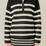 Striped Half-Zip Knitted Sweater