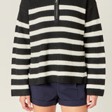 Striped Half-Zip Knitted Sweater