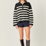 Striped Half-Zip Knitted Sweater