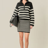 Striped Half-Zip Knitted Sweater