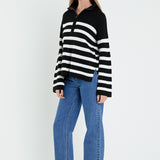 Striped Half-Zip Sweater