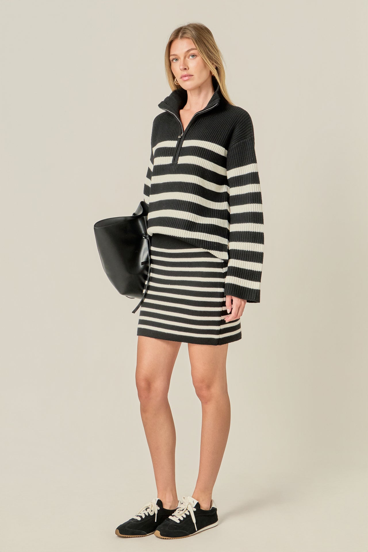Striped Half-Zip Knitted Sweater – English Factory