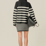 Striped Half-Zip Knitted Sweater