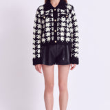 Houndstooth Collared Cardigan