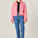 Houndstooth Collared Cardigan
