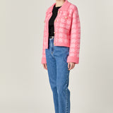 Houndstooth Collared Cardigan