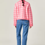 Houndstooth Collared Cardigan