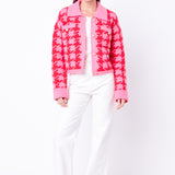 Houndstooth Collared Cardigan- Sale