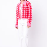 Houndstooth Collared Cardigan- Sale