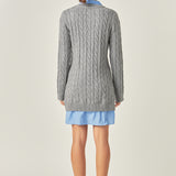 Mixed Media Cable Knit Sweater Dress