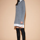 Mixed Media Cable Knit Sweater Dress