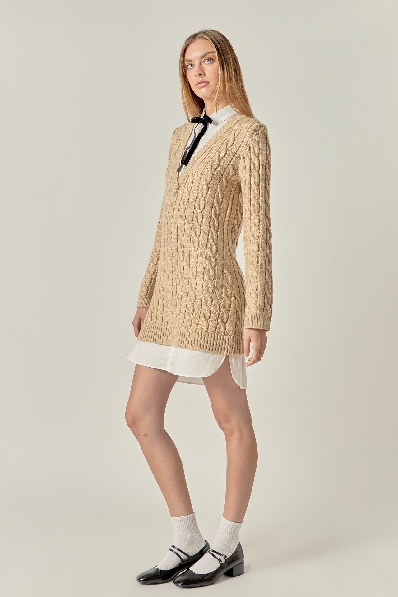 mixed media sweater dress English Factory