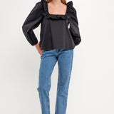 Square Neck Long Sleeve Top