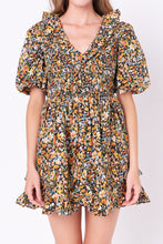 Load image into Gallery viewer, Plunge V Smocked Cotton Floral Mini Dress
