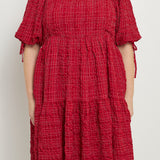 Crinkled Gingham Flounce Dress