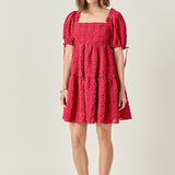 Crinkled Gingham Flounce Dress