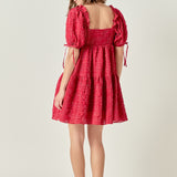 Crinkled Gingham Flounce Dress