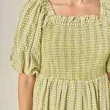 Gingham Striped Multi Tiered Maxi Dress