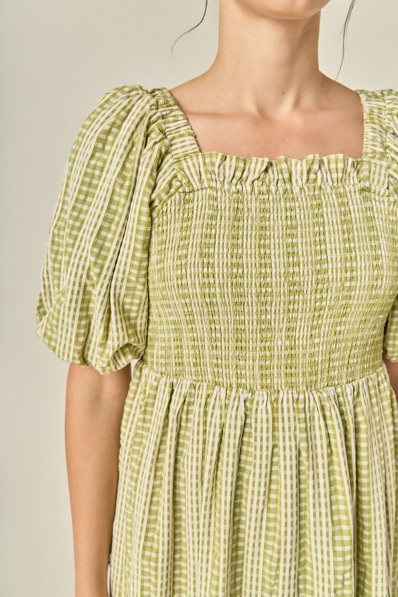 Gingham Striped Multi Tiered Maxi Dress