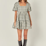 Tweed Mini Gingham Dress