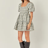 Tweed Mini Gingham Dress