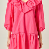 Long Sleeve V Ruffled Mini Dress