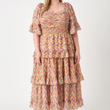 Floral Smocked Ruffle Tiered Maxi Dress