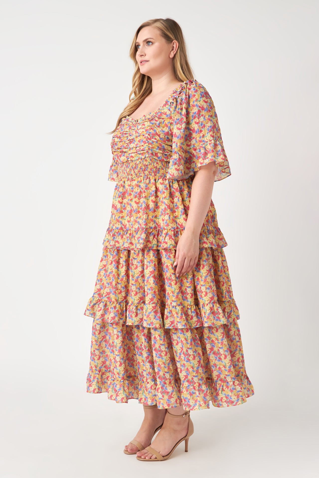 Floral Smocked Ruffle Tiered Maxi Dress – English Factory