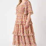 Floral Smocked Ruffle Tiered Maxi Dress