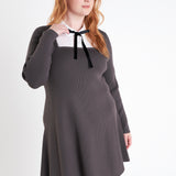 Plus Size Mixed Media Fit and Flare Sweater Dress