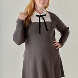Plus Size Mixed Media Fit and Flare Sweater Dress