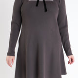 Plus Size Mixed Media Fit and Flare Sweater Dress