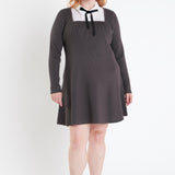 Plus Size Mixed Media Fit and Flare Sweater Dress