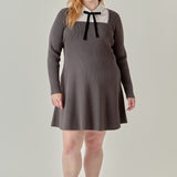 Plus Size Mixed Media Fit and Flare Sweater Dress