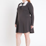 Plus Size Mixed Media Fit and Flare Sweater Dress