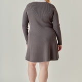 Plus Size Mixed Media Fit and Flare Sweater Dress