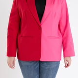 Plus Size Color Block Blazer