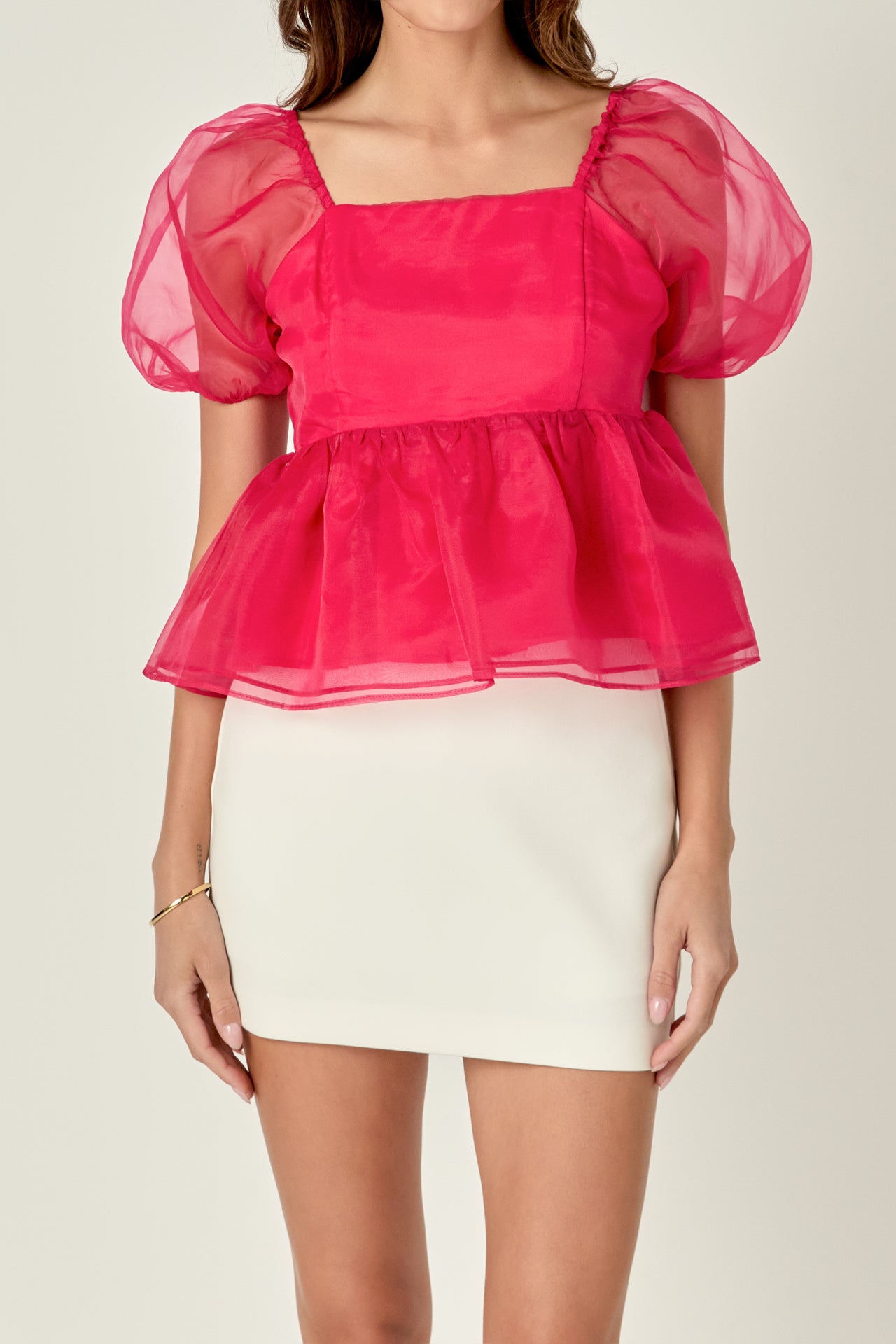 Sheer Organza Baby Doll Top