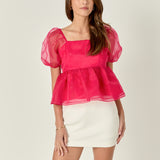 Sheer Organza Baby Doll Top