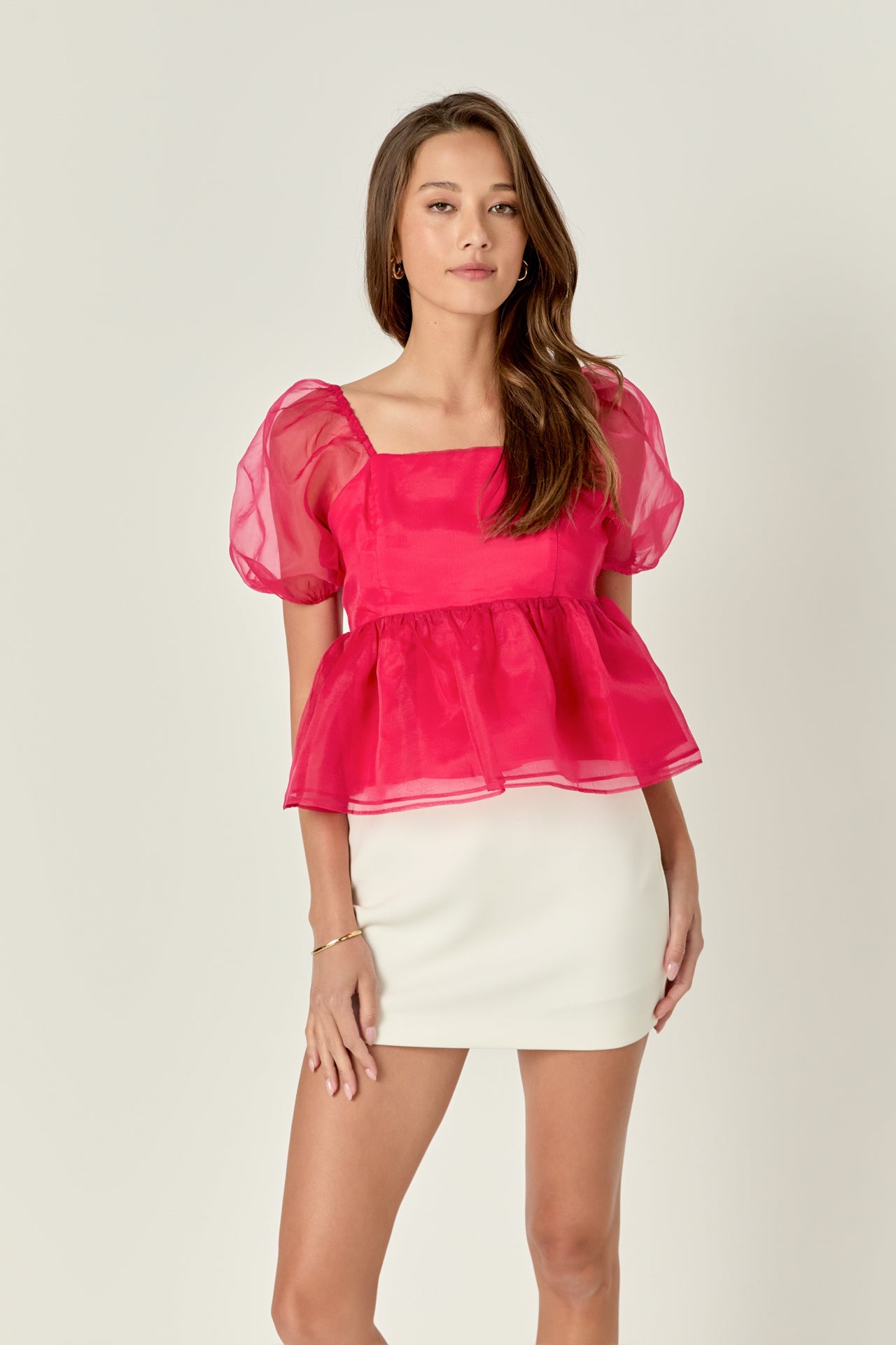 Sheer Organza Baby Doll Top