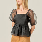 Sheer Organza Baby Doll Top