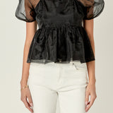 Sheer Organza Baby Doll Top