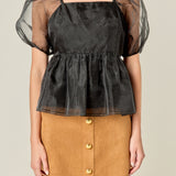 Sheer Organza Baby Doll Top