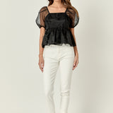 Sheer Organza Baby Doll Top