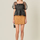 Sheer Organza Baby Doll Top