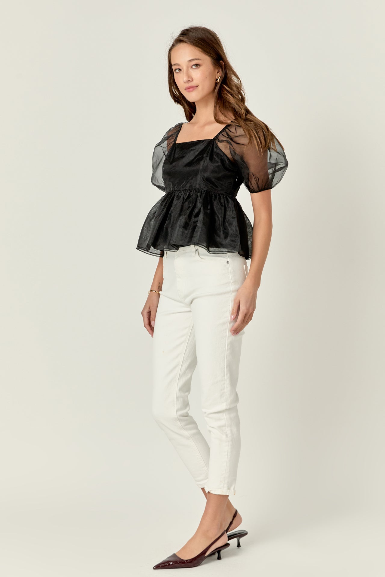 Sheer Organza Baby Doll Top