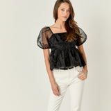 Sheer Organza Baby Doll Top