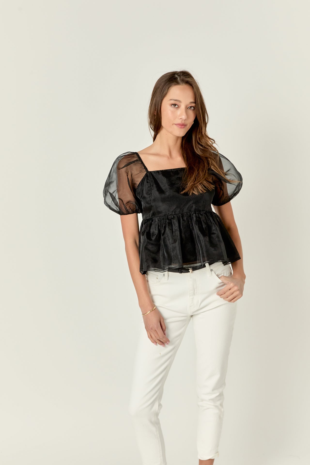 Sheer Organza Baby Doll Top