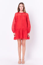 Load image into Gallery viewer, Sheer Checkered Organza Long Sleeve Mini Dress
